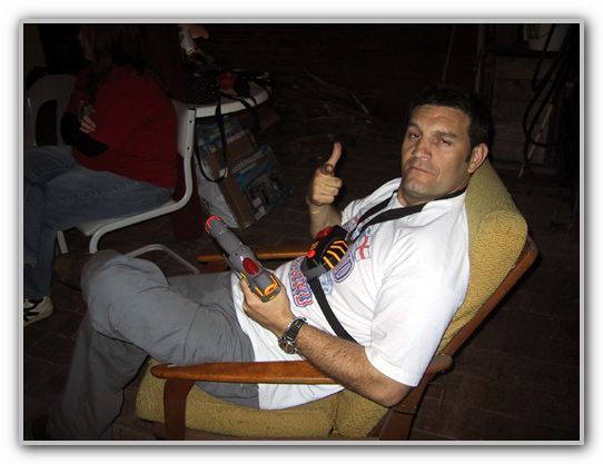 DJ after winning laser war